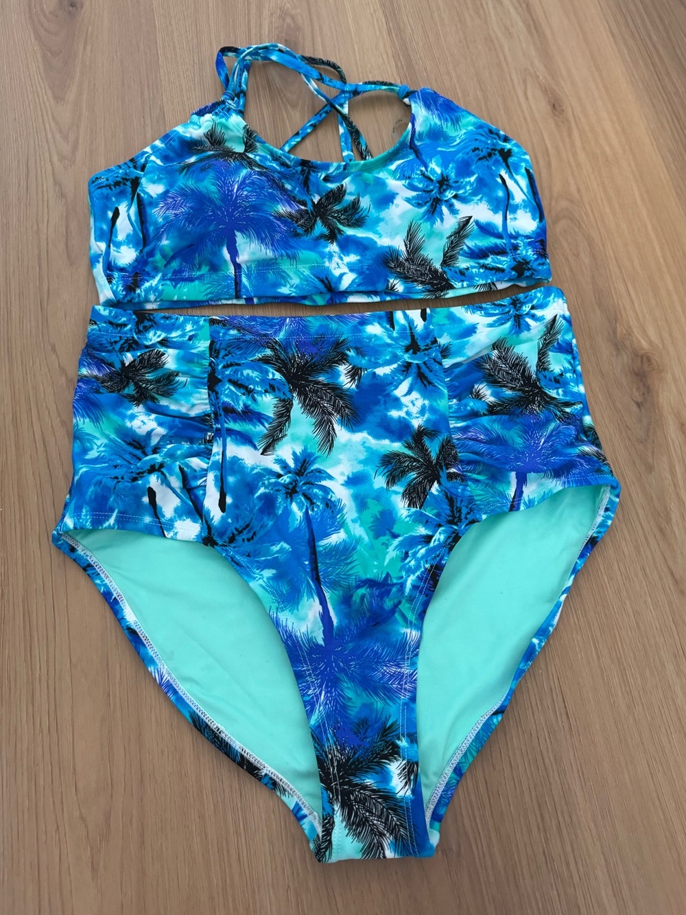 Forever 21 blue Palm Tree Print Bikini